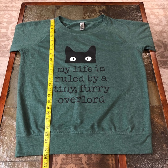 Women's L Sweatshirt Green My Life Is Ruled By A Tiny Furry Overlord Cat Lovers - Picture 10 of 10